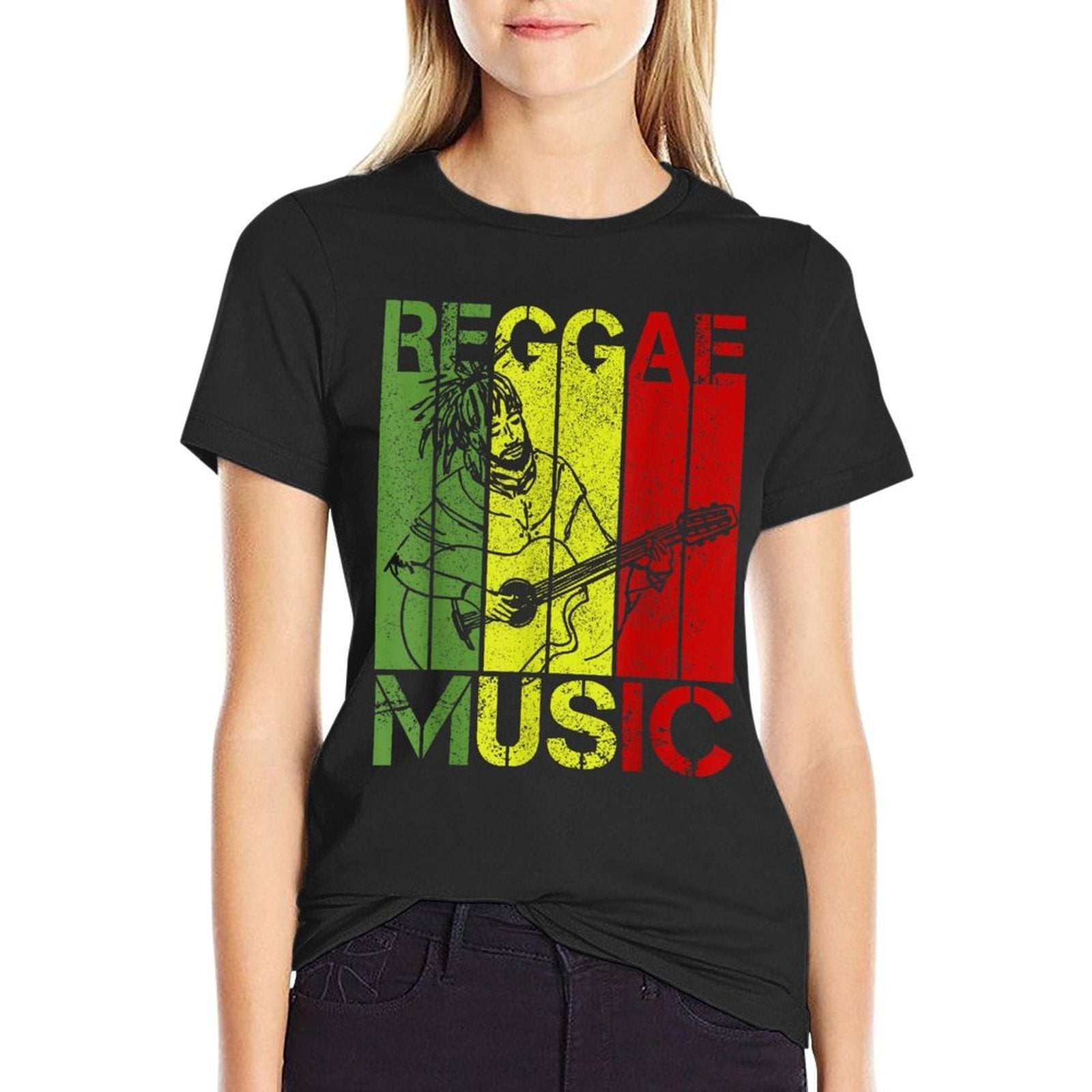 Reggae Music Jamaica Guitar Rastafari Rasta Gift  Quick-drying T-Shirt