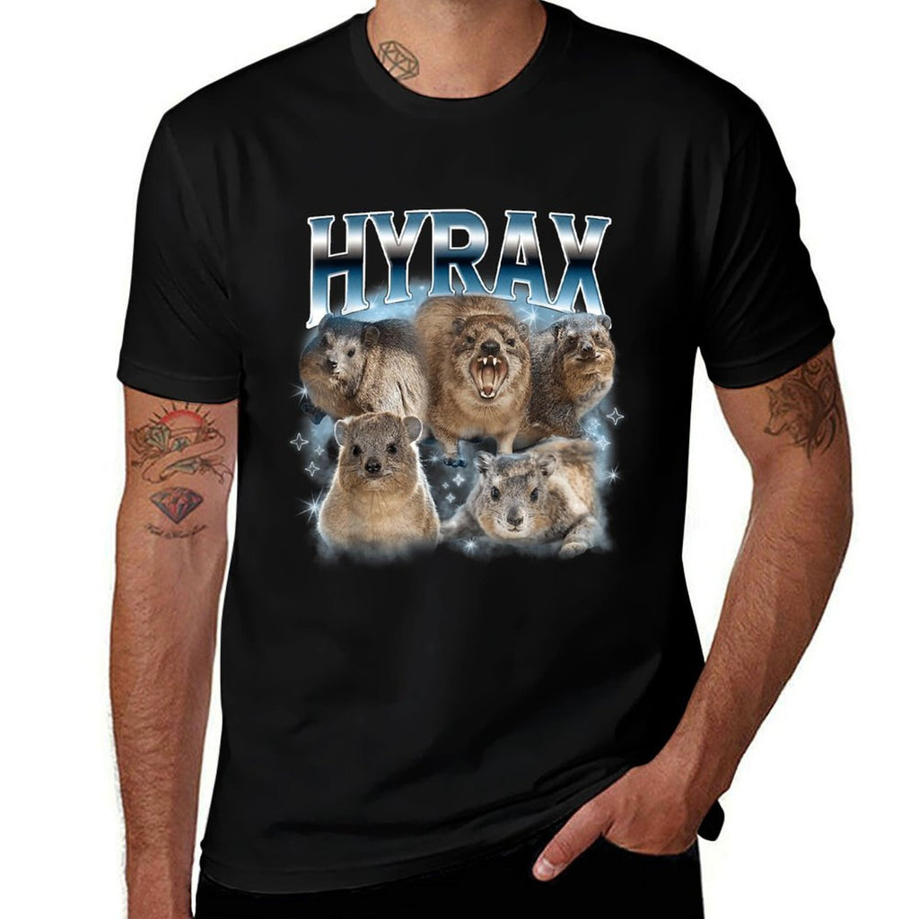 Funny Hyrax Oddly Specific Meme Gift And Apparel Unisex-Adults Retro Black Hyrax Vintage Ugly Funny Meme Retro Animal  Lightweight T-Shirt