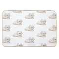 Cute Fluffy Puppy – Hand-Drawn Kawaii Dog Illustration in Pastel Style  Toxin-Free Bath Mat