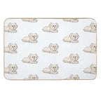 Cute Fluffy Puppy – Hand-Drawn Kawaii Dog Illustration in Pastel Style  Toxin-Free Bath Mat