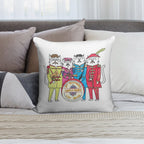 SGT Peppurr's Lonely Hearts Cats Band Soft Reinforced Edging Throw Pillow