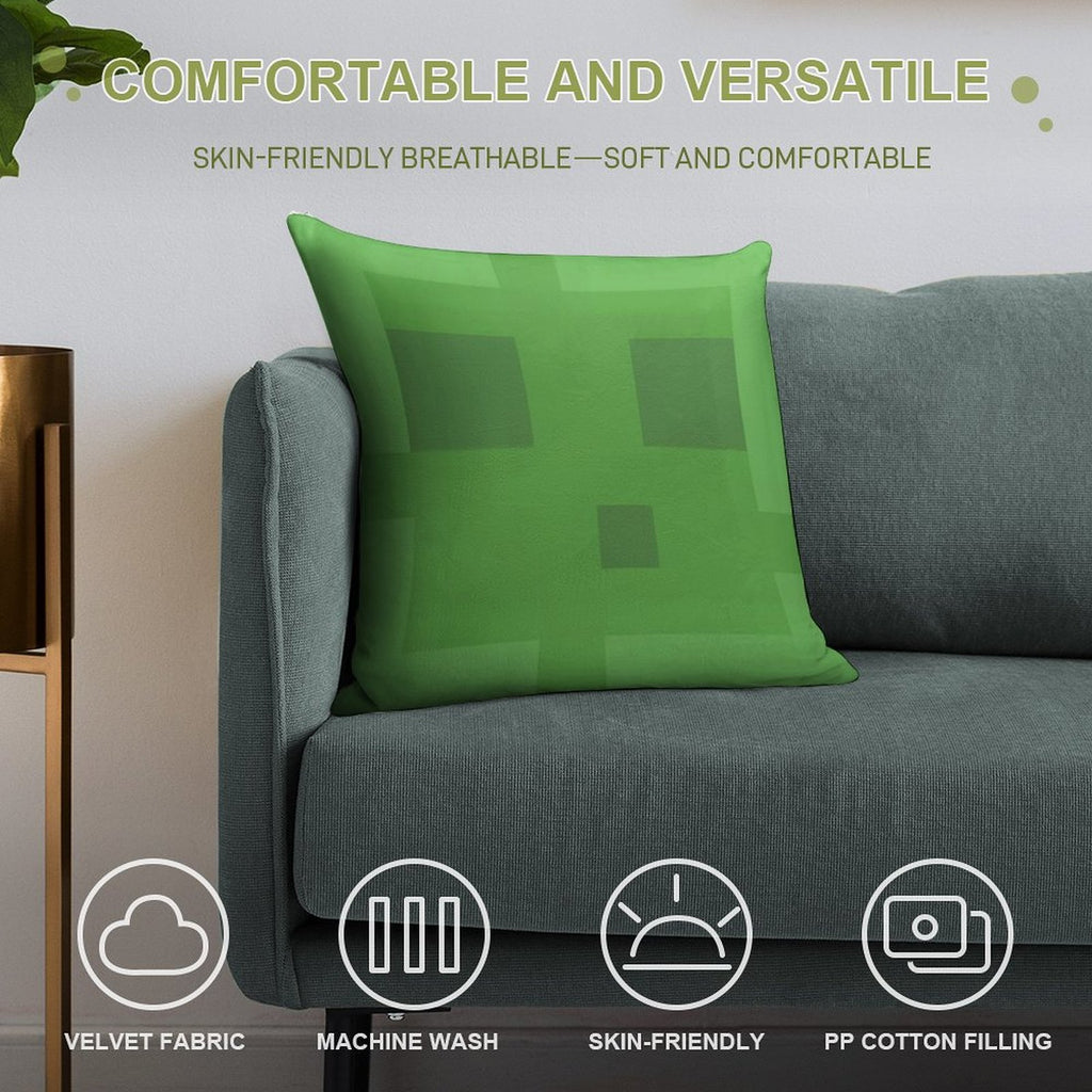 Minecraft Slime Head Soft Warmth Comfort Throw Pillow