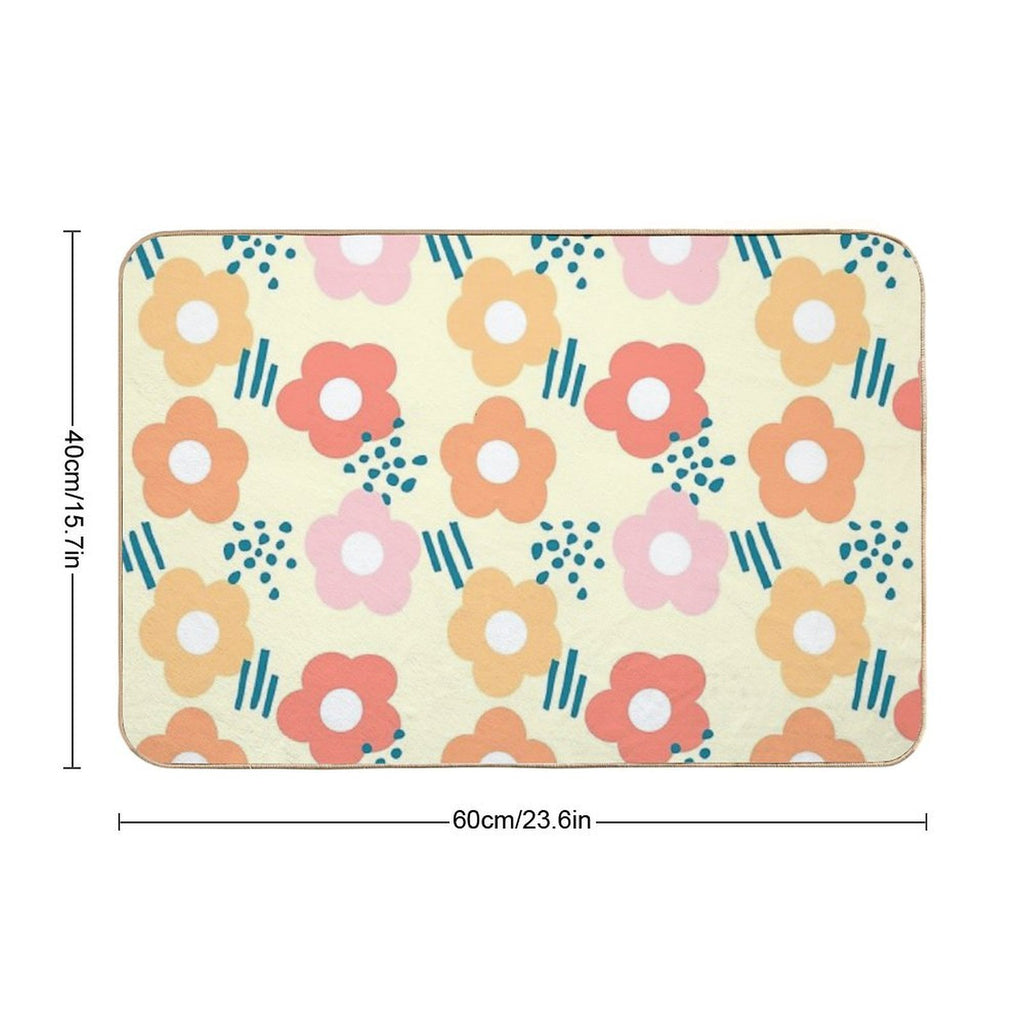 Flower Doodle  Non-Slip Bath Mat