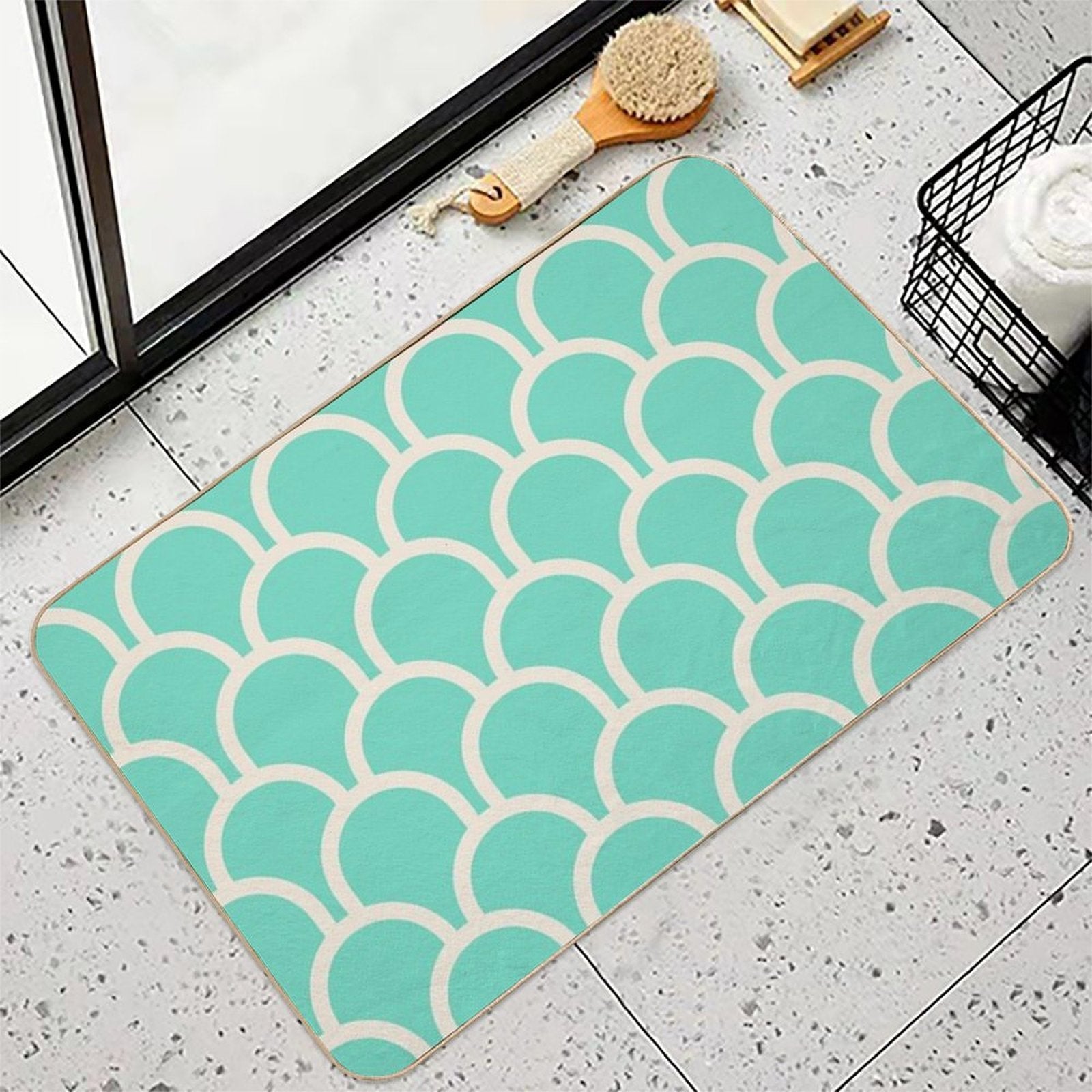 Scallop Green Durable Bath Mat