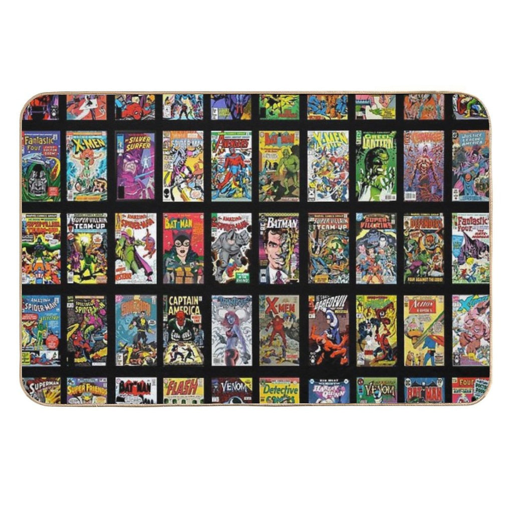 Vintage Superhero Evil Villains Comic Book Collection Retro Pattern  Non-Slip Bath Mat