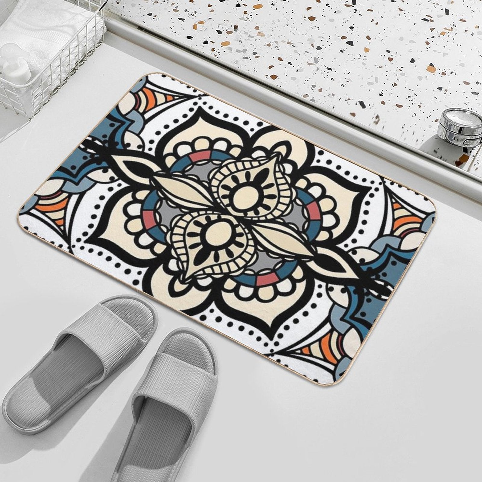 Turkish Floral Paisley Pattern  Stain-Proof Bath Mat
