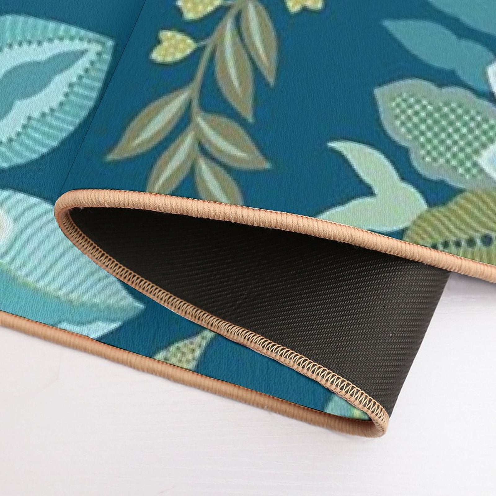 Jacobean Floral - Blue Durable Bath Mat