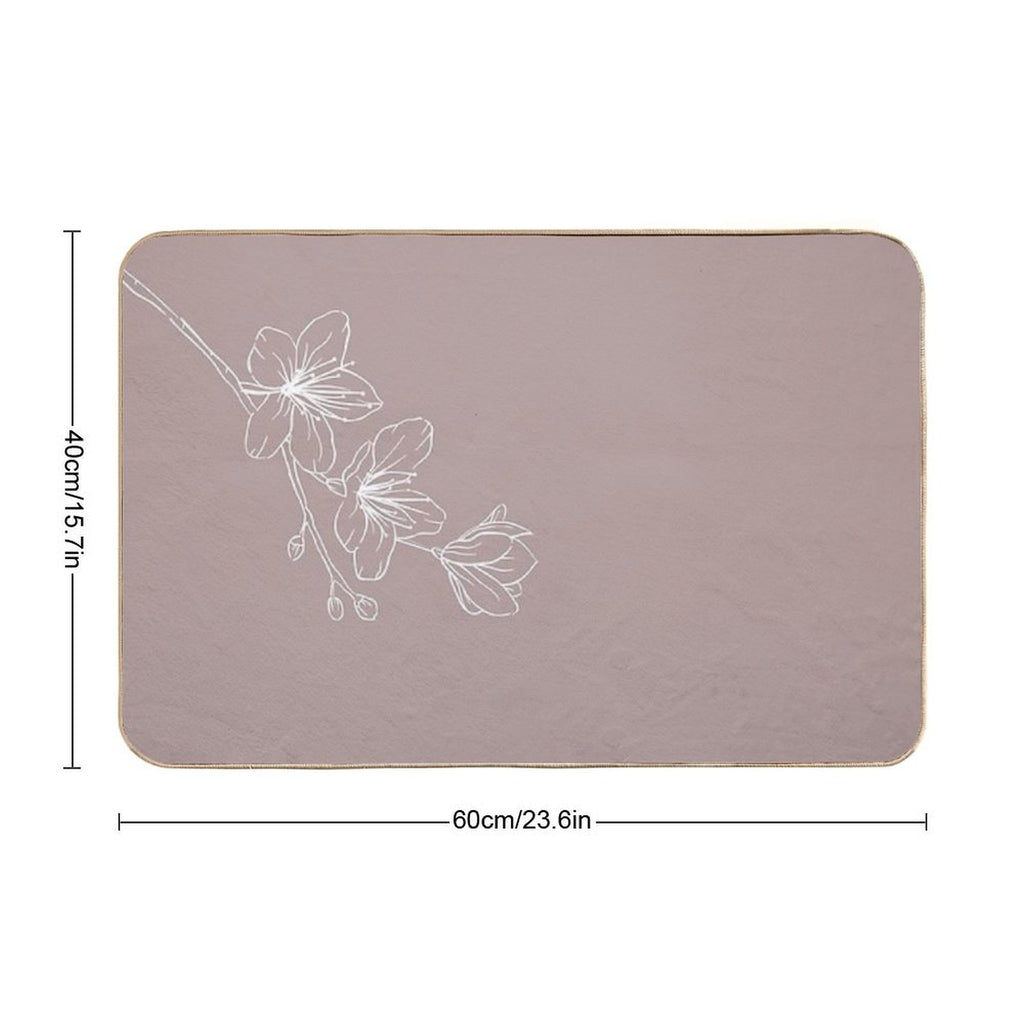 Minimal Flower Print Pink  Toxin-Free Bath Mat