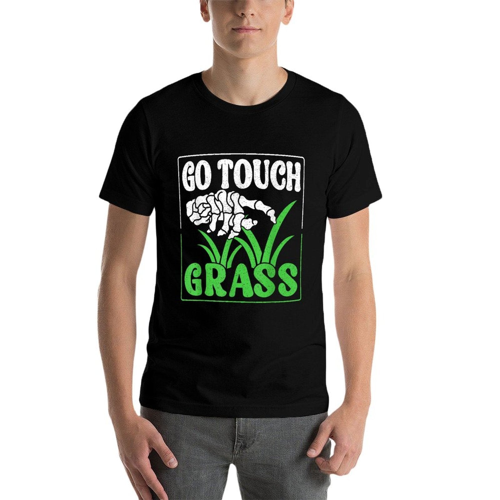 Go Touch Grass Funny Joke Meme Outside Touch Grass  Rolled Sleeves T-Shirt