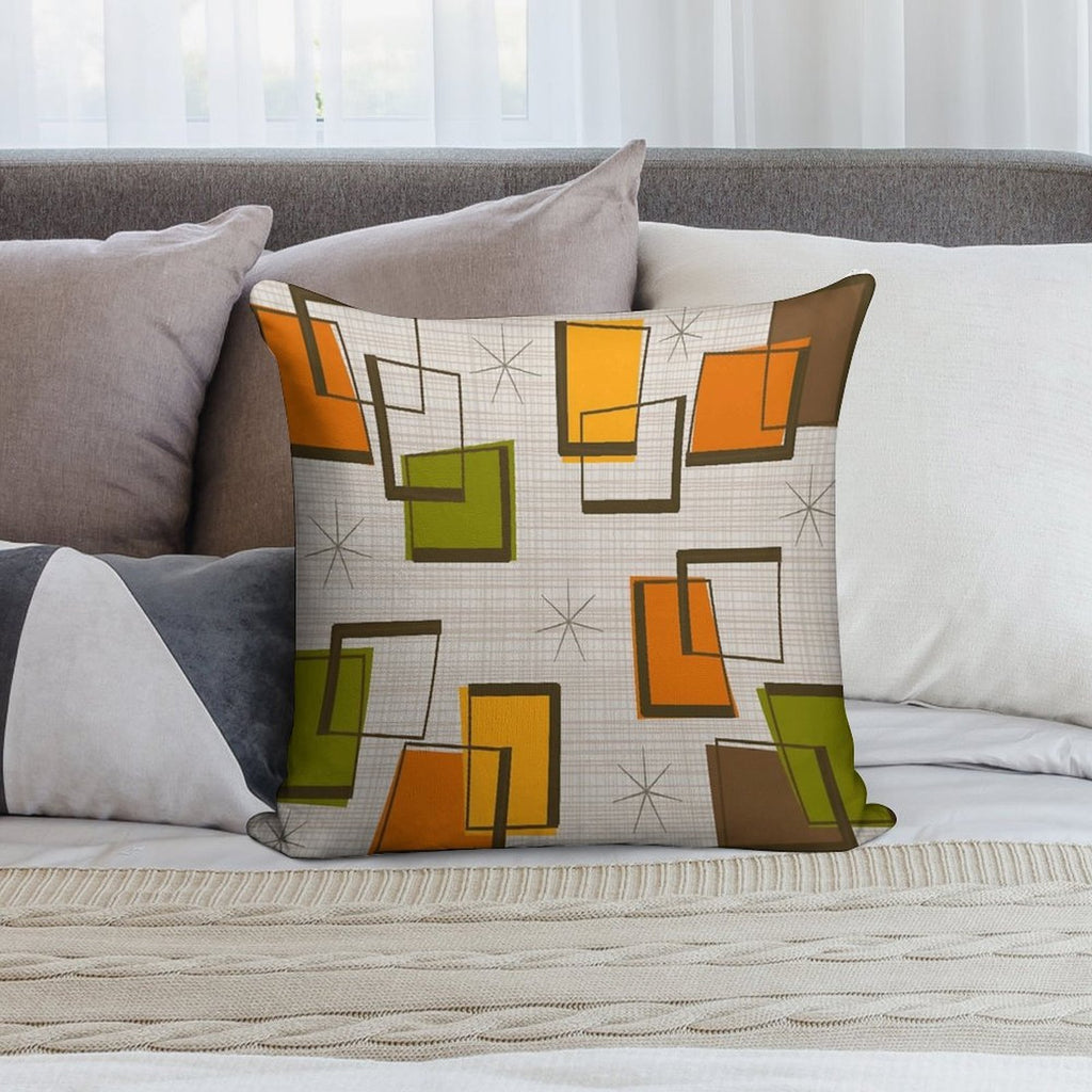 Rectangles And Stars Mid-Century Soft Gift Ready Throw Pillow