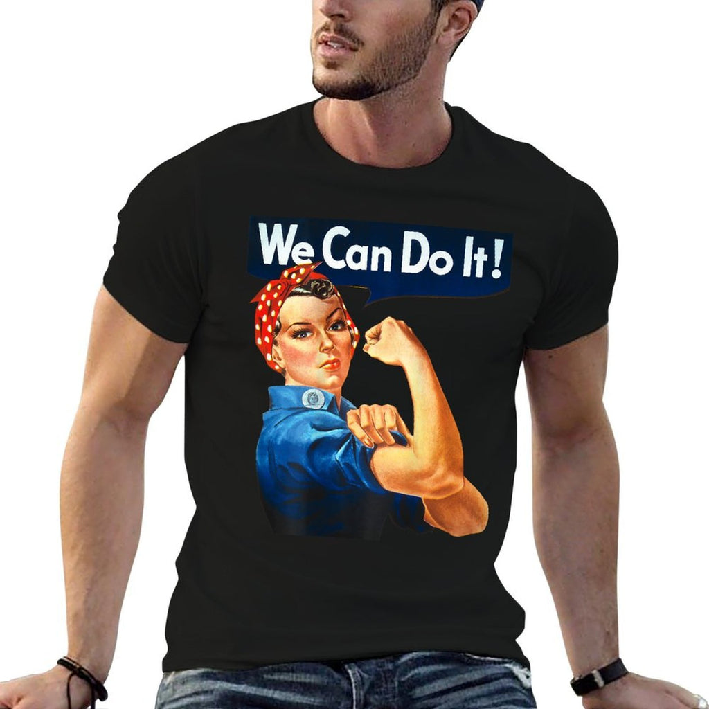 WE CAN DO IT Rosie The Riveter Feminist Icon Meme ON BACK  Heathered Texture T-Shirt