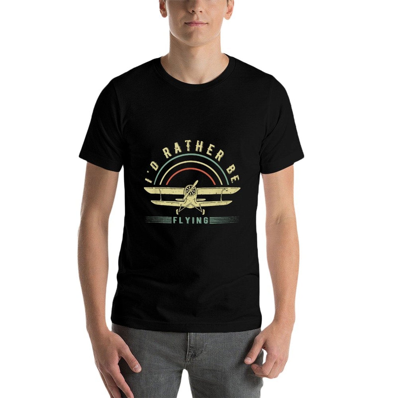 Funny Pilot Id Rather Be Flying Airplane Pilot Gift  Relaxed-fit T-Shirt