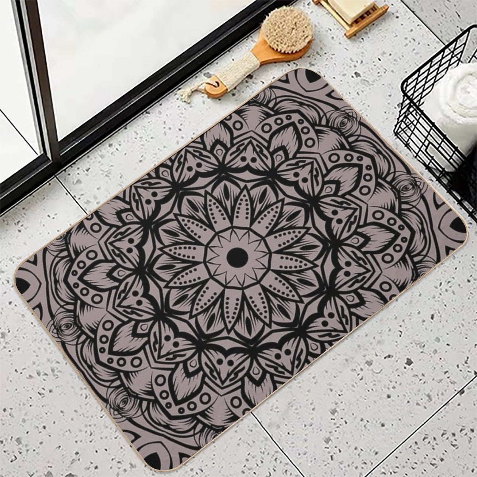 Mandala Floral Art  Pet-Safe Bath Mat