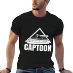 Captoon Funny Boating Pontoon Tritoon Captain Pontoon Boat  Rolled Sleeves T-Shirt