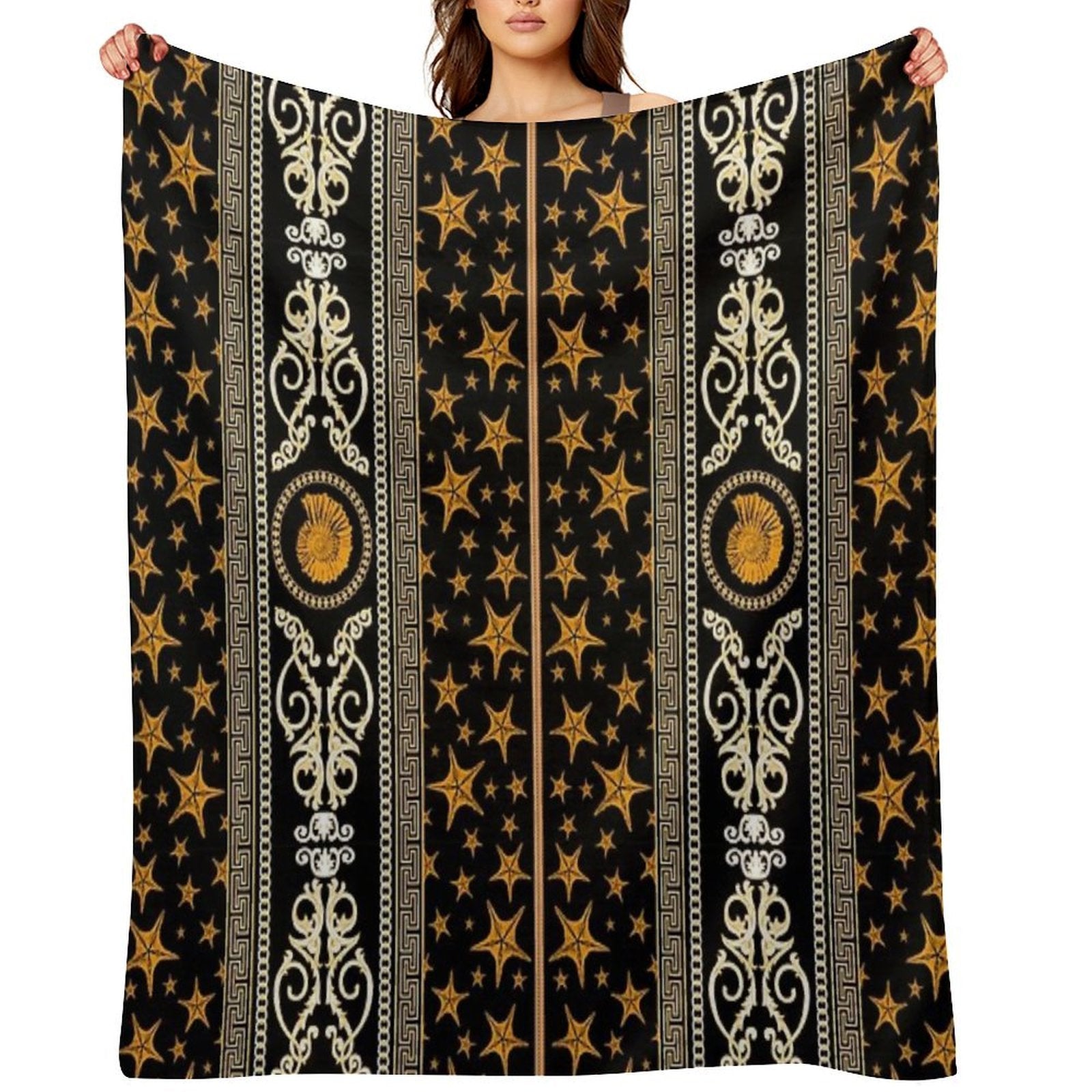 Luxury Baroque, Chain, Seashell And Starfish Print Travel-friendly Throw Blanket