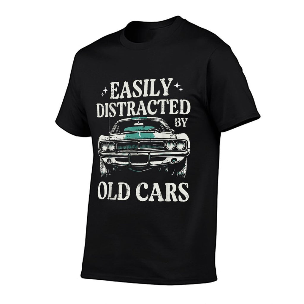 Racing Easily Distracted Old Cars Car Race Men Women Kids  Fade-proof Color T-Shirt