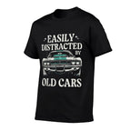 Racing Easily Distracted Old Cars Car Race Men Women Kids  Fade-proof Color T-Shirt
