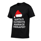 Santas Favorite Massage Therapist Christmas Hat Therapy  Heathered Texture T-Shirt