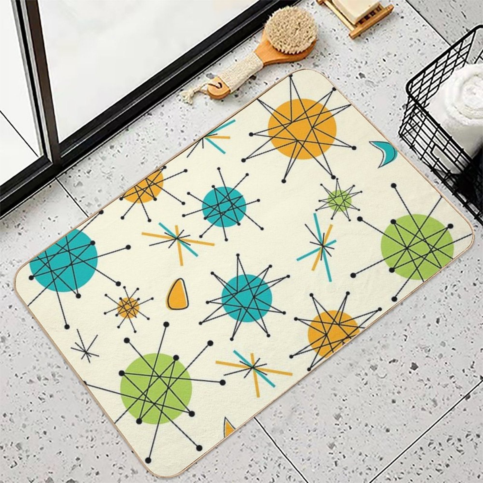 1950s Atomic Retro Pattern  Odorless Bath Mat