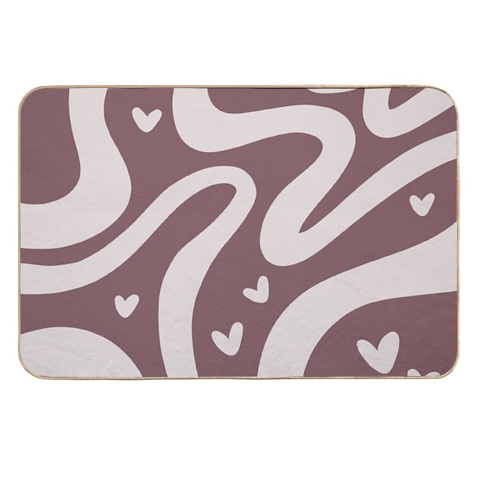 Retro Liquid Swirl & Hearts Abstract Pattern Mulberry Durable Bath Mat