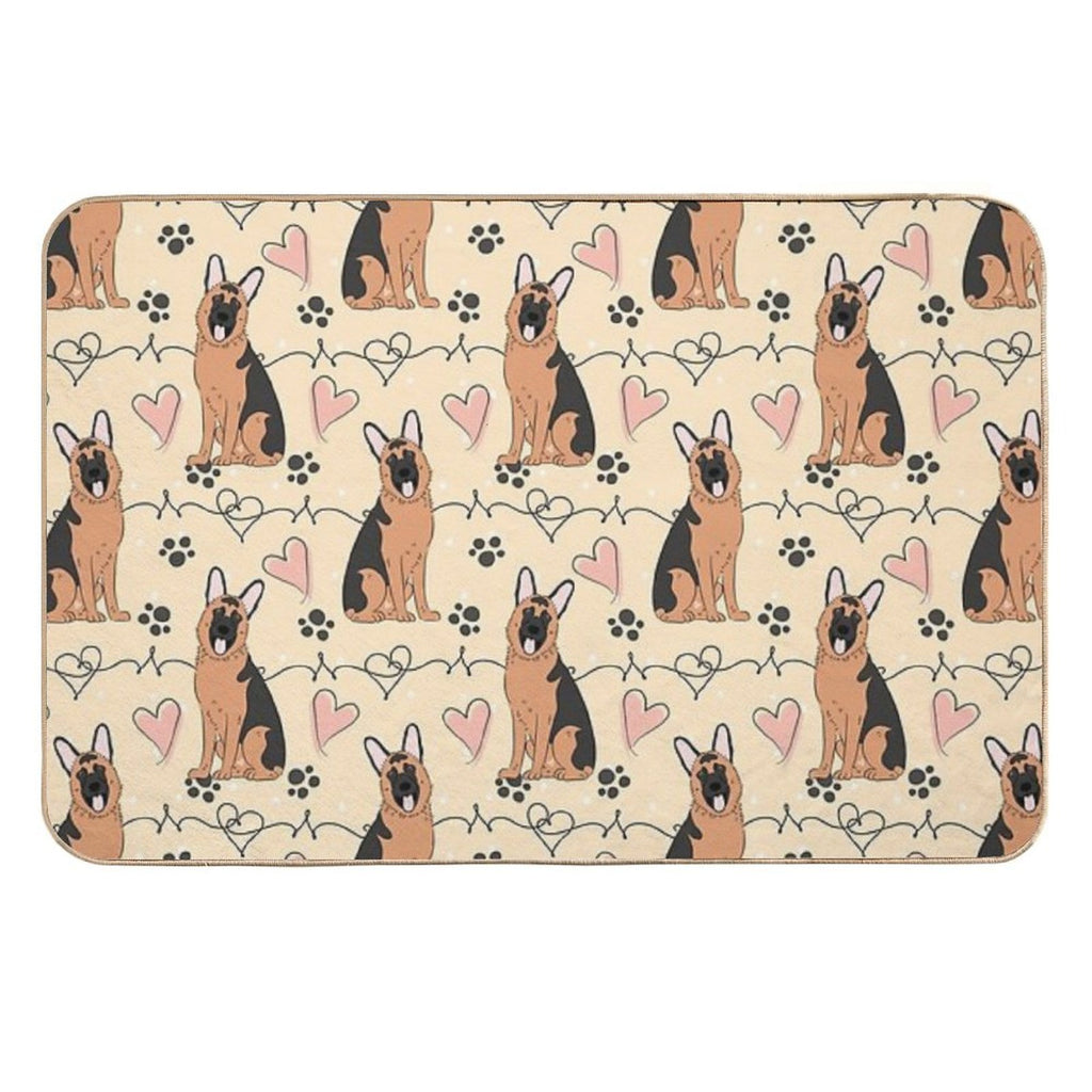 LOVE German Shepherd - Red And Black 2  Dirt-Trapping Bath Mat