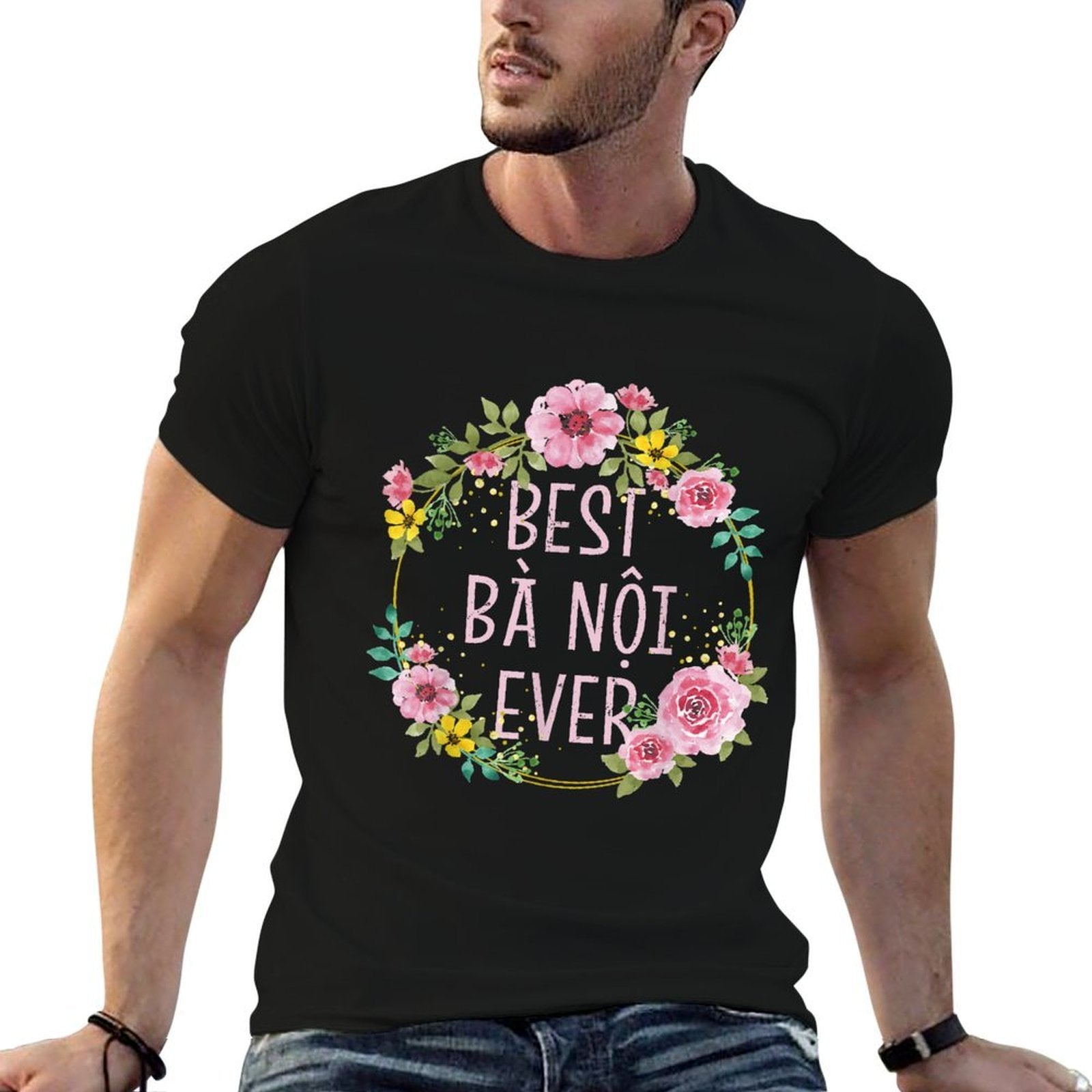 Women Floral Vietnamese Grandma  Best Ba Noi Ever  Quick-drying T-Shirt