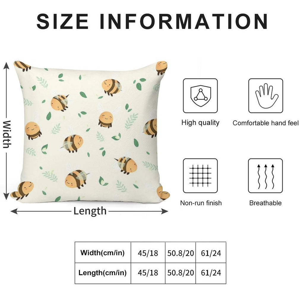Lots of Bees Soft Shrink-Resistant Throw Pillow