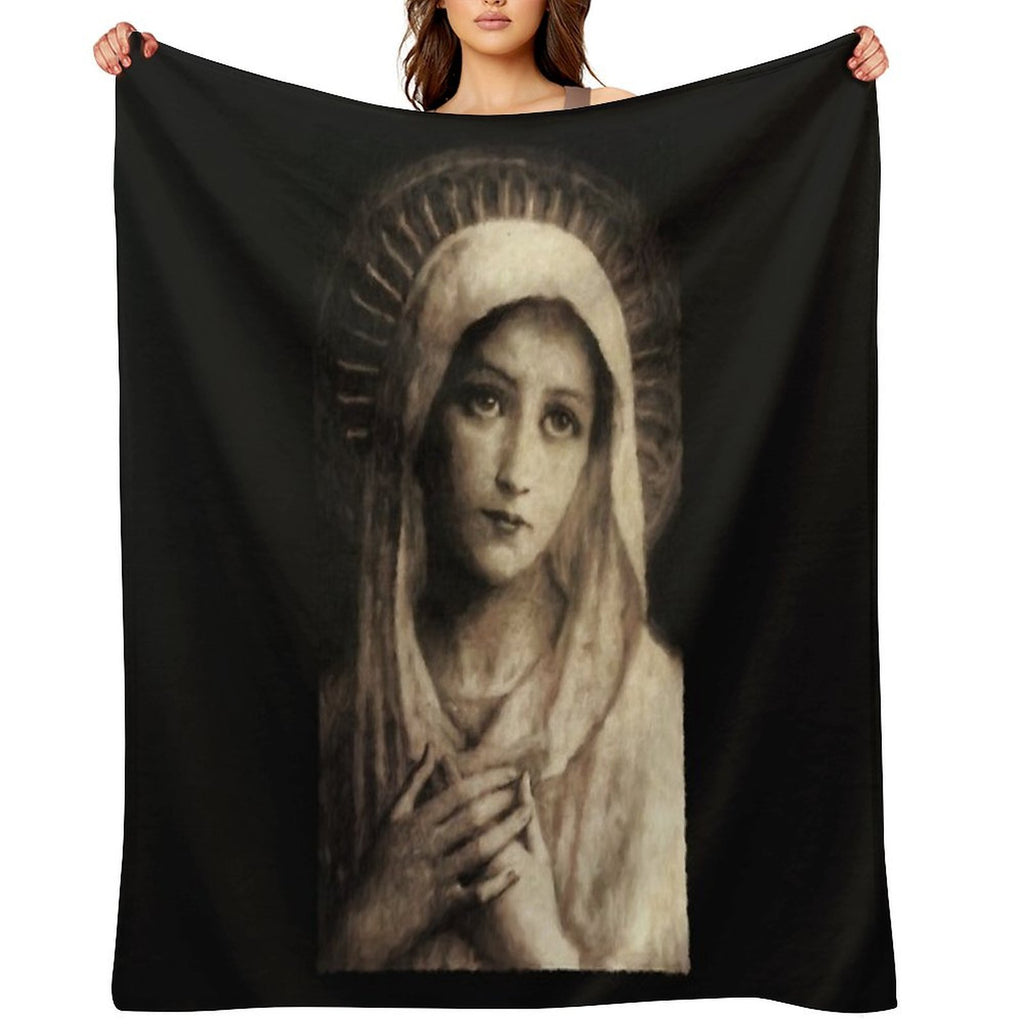 Vintage Virgin Mary Painting Travel-friendly Throw Blanket