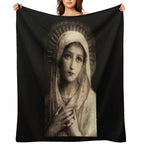 Vintage Virgin Mary Painting Travel-friendly Throw Blanket