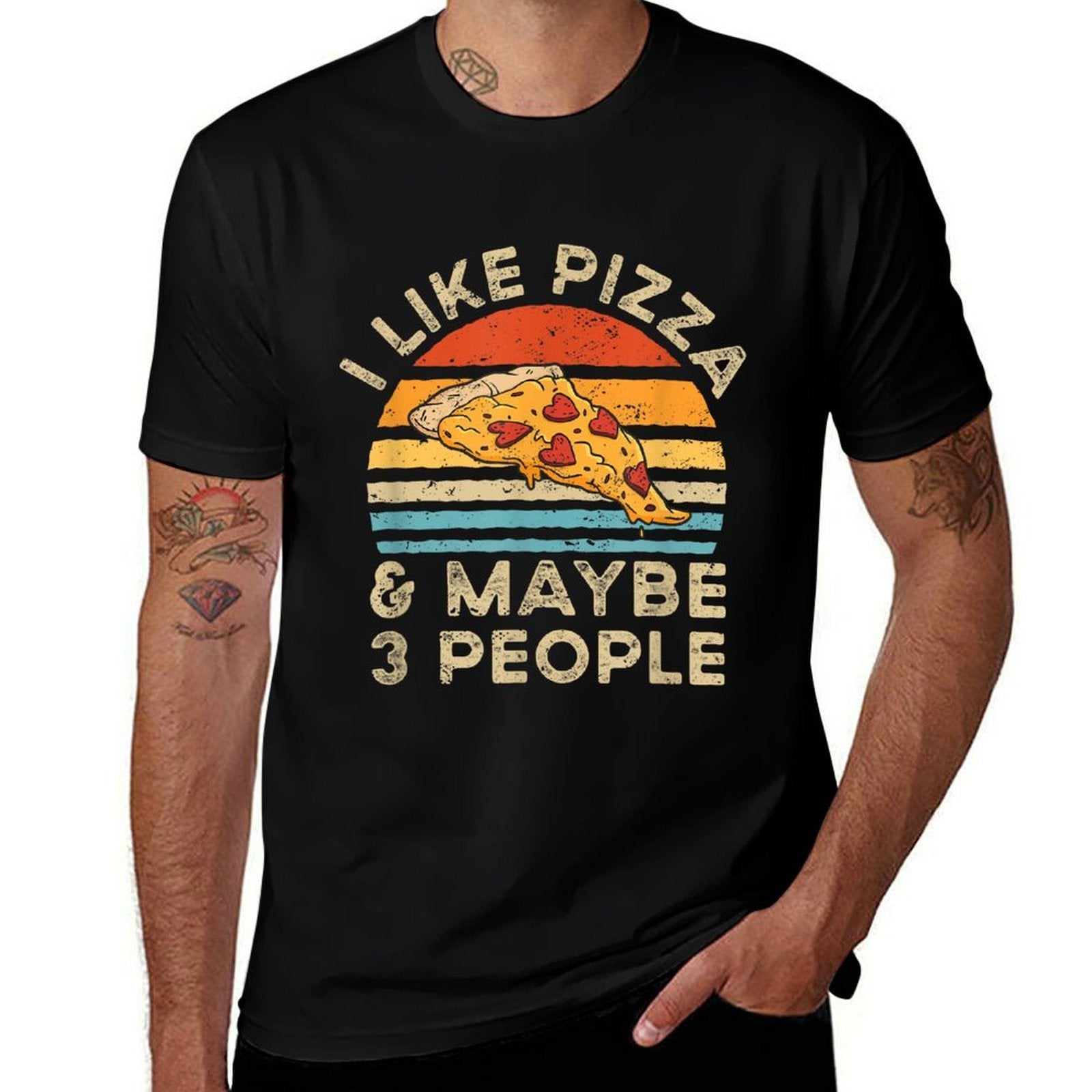 I Like Pizza And Maybe 3 People Retro Vintage  Stretchy T-Shirt