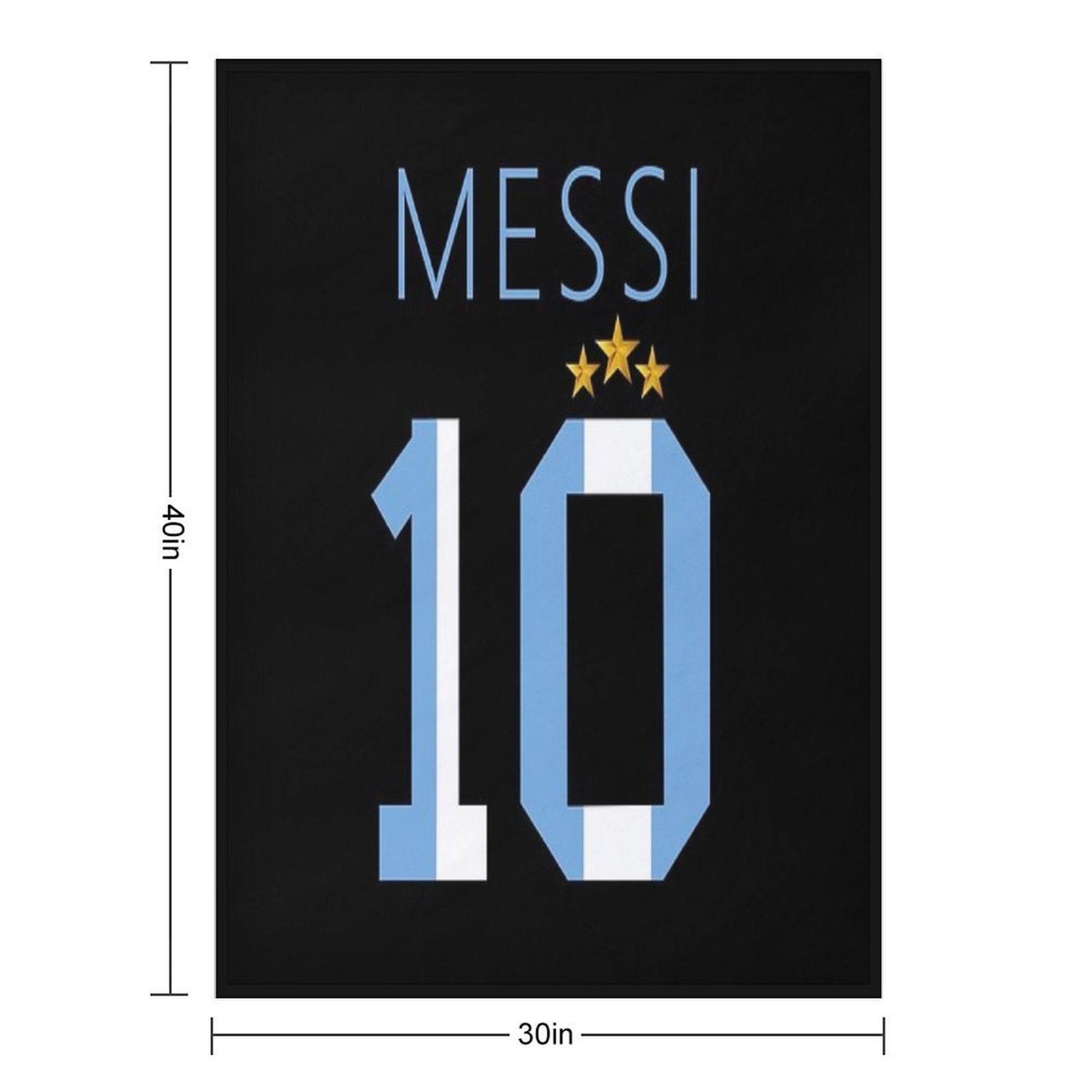 Messi Argentina Number 10 with 3 Stars Ver 1 Quick-dry Throw Blanket