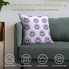 Purple Preppy Smile Print Soft High-Density Material Throw Pillow