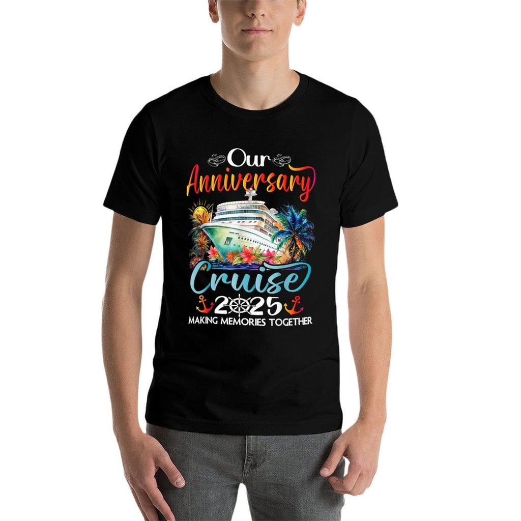 Our Anniversary Cruise Husband Wife Couples Cruise Vacation  Oversized Silhouette T-Shirt