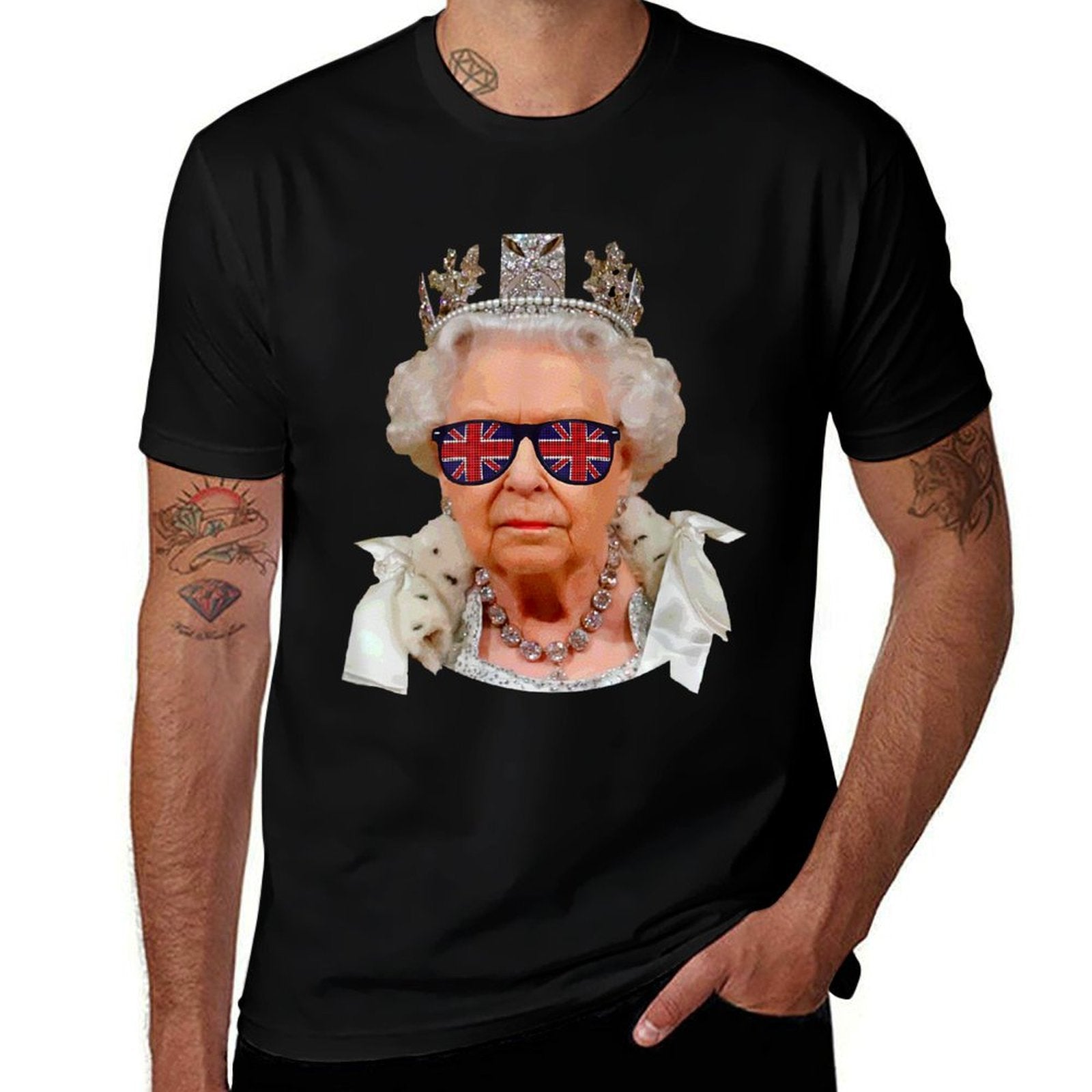 Elizabeth II Sunglasses British Union Jack Funny Queen Meme  Soft T-Shirt