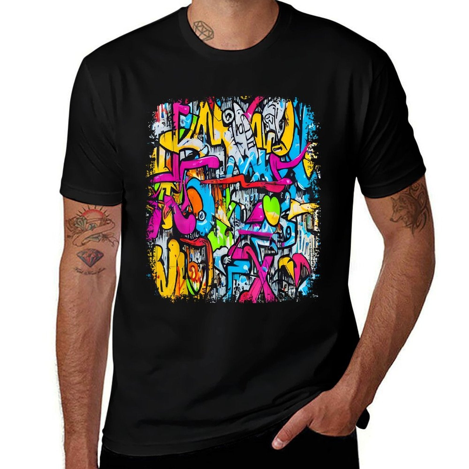 Graffiti Artist In Urban Style Street Funny Art Graffiti  Slim-fit Cut T-Shirt