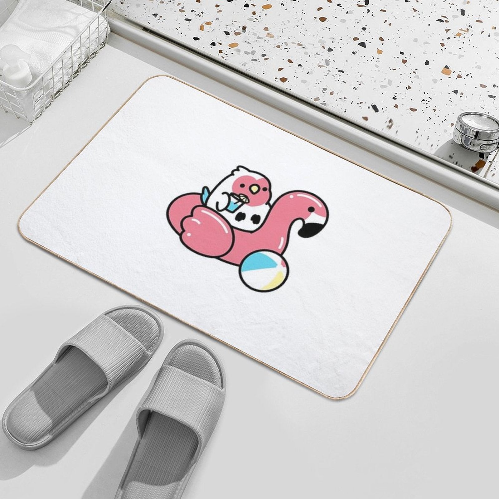 Flamingo Floaty Cody  Rapid-Drying Bath Mat