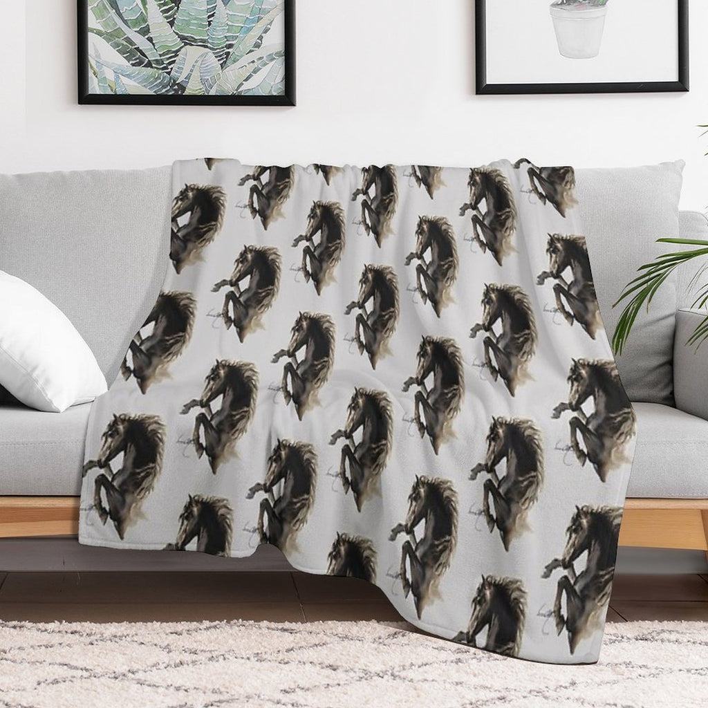 Black Fury (Cut-Out) Quick-dry Throw Blanket