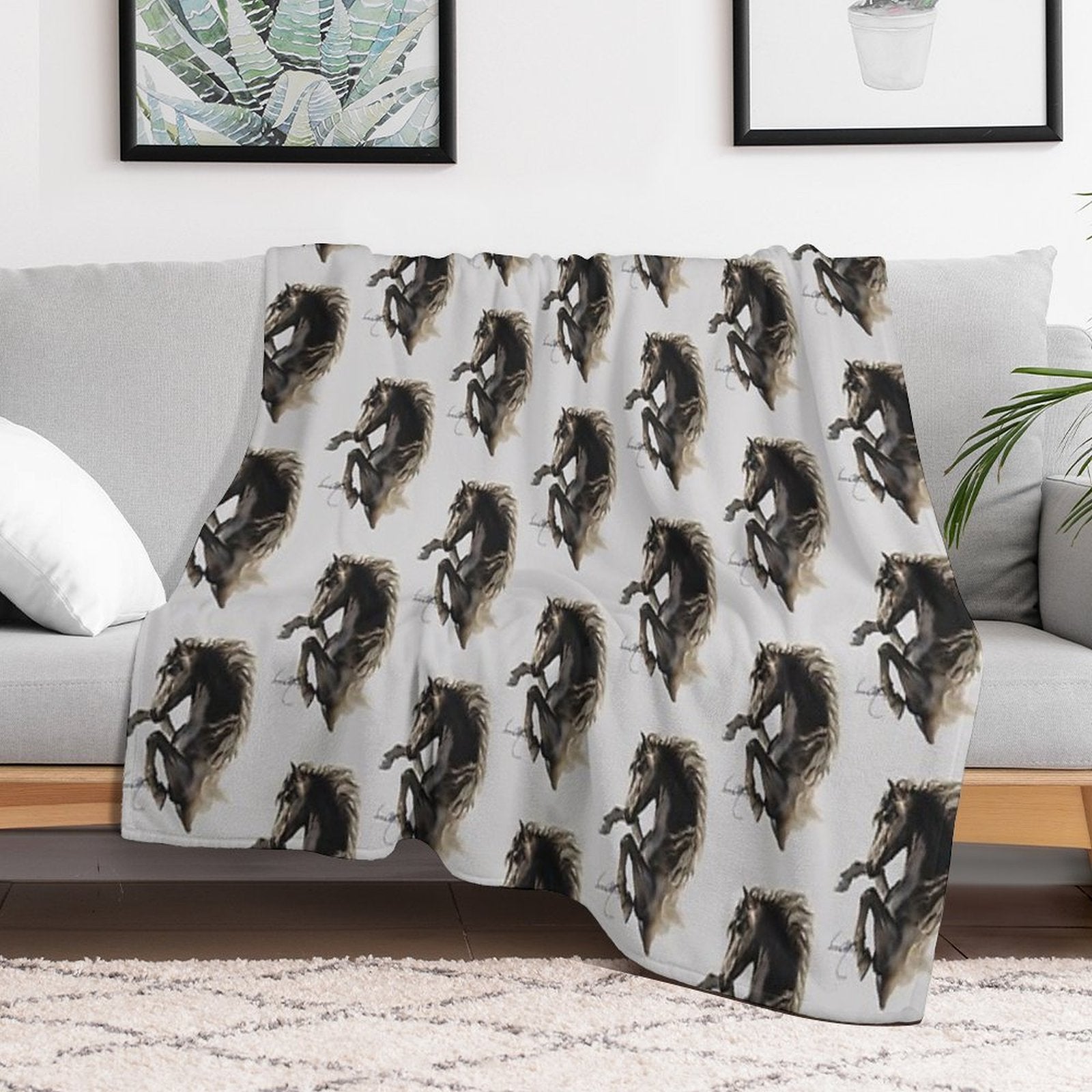 Black Fury (Cut-Out) Quick-dry Throw Blanket