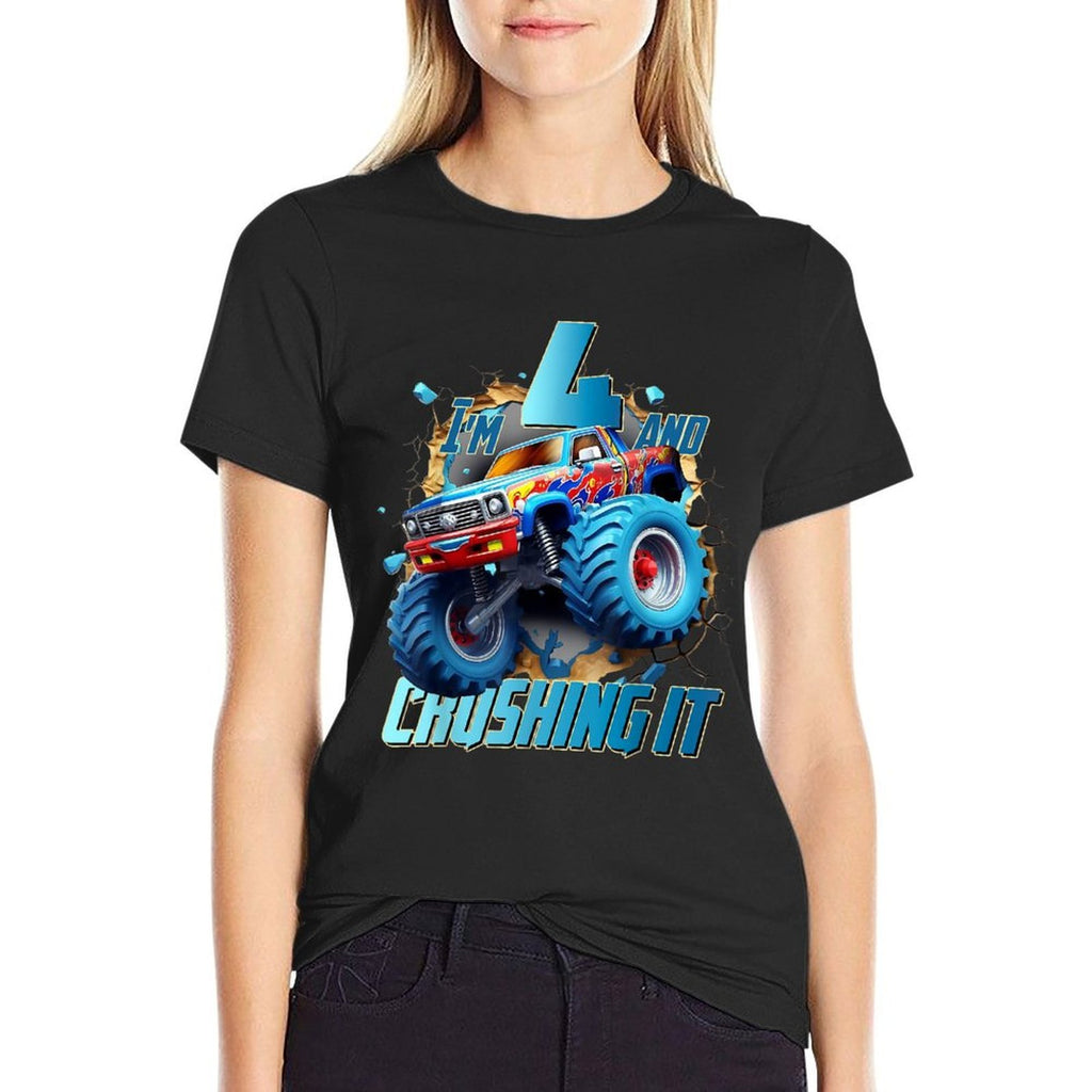 Im Crushing It Monster Truck 4 Year Old Boys 4th Birthday  Stretchy T-Shirt