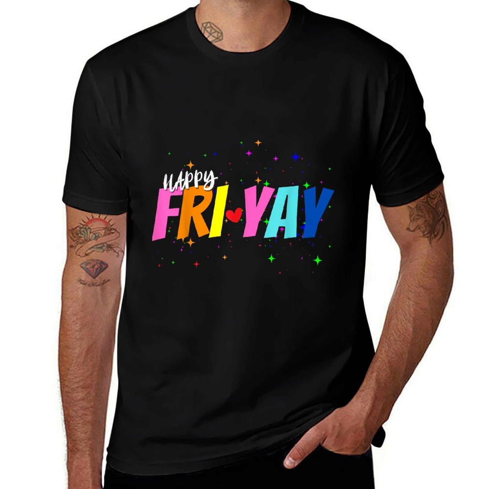 Happy Fri-Yay Friday Lovers Funny Teacher FriYay Men Women Girls Kids  Heathered Texture T-Shirt