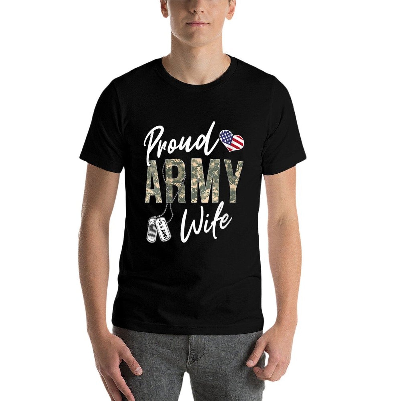 Womens Proud Army Wife Army Graduation Wife US Army Wife Gifts  Summer-ready Fabric T-Shirt