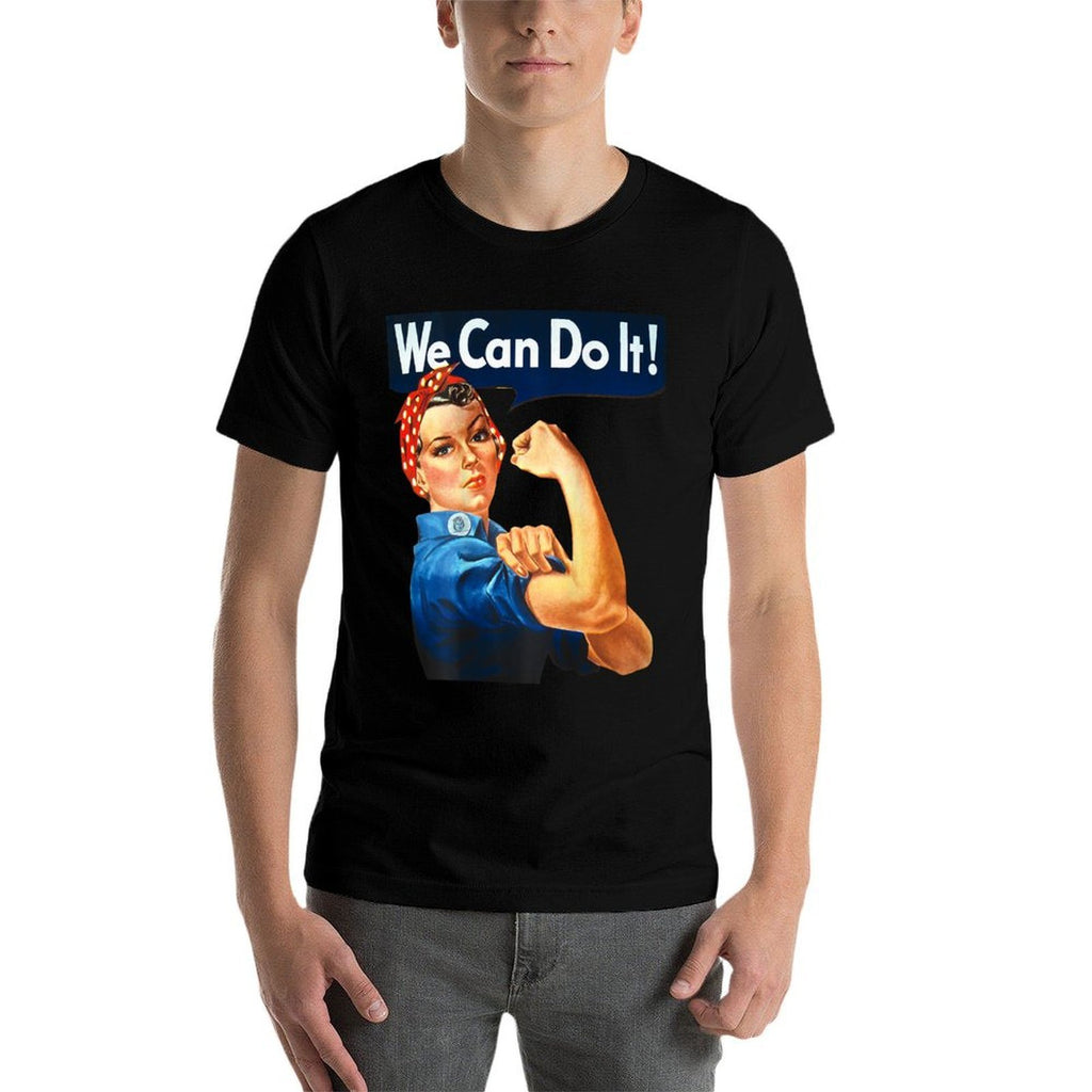 WE CAN DO IT Rosie The Riveter Feminist Icon Meme ON BACK  Heathered Texture T-Shirt