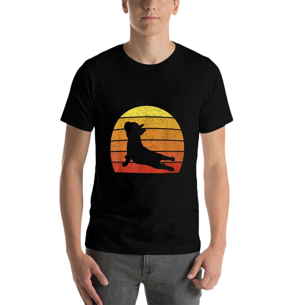 Retro Vintage French Bulldog Yoga Funny French Bulldog  Oversized Silhouette T-Shirt