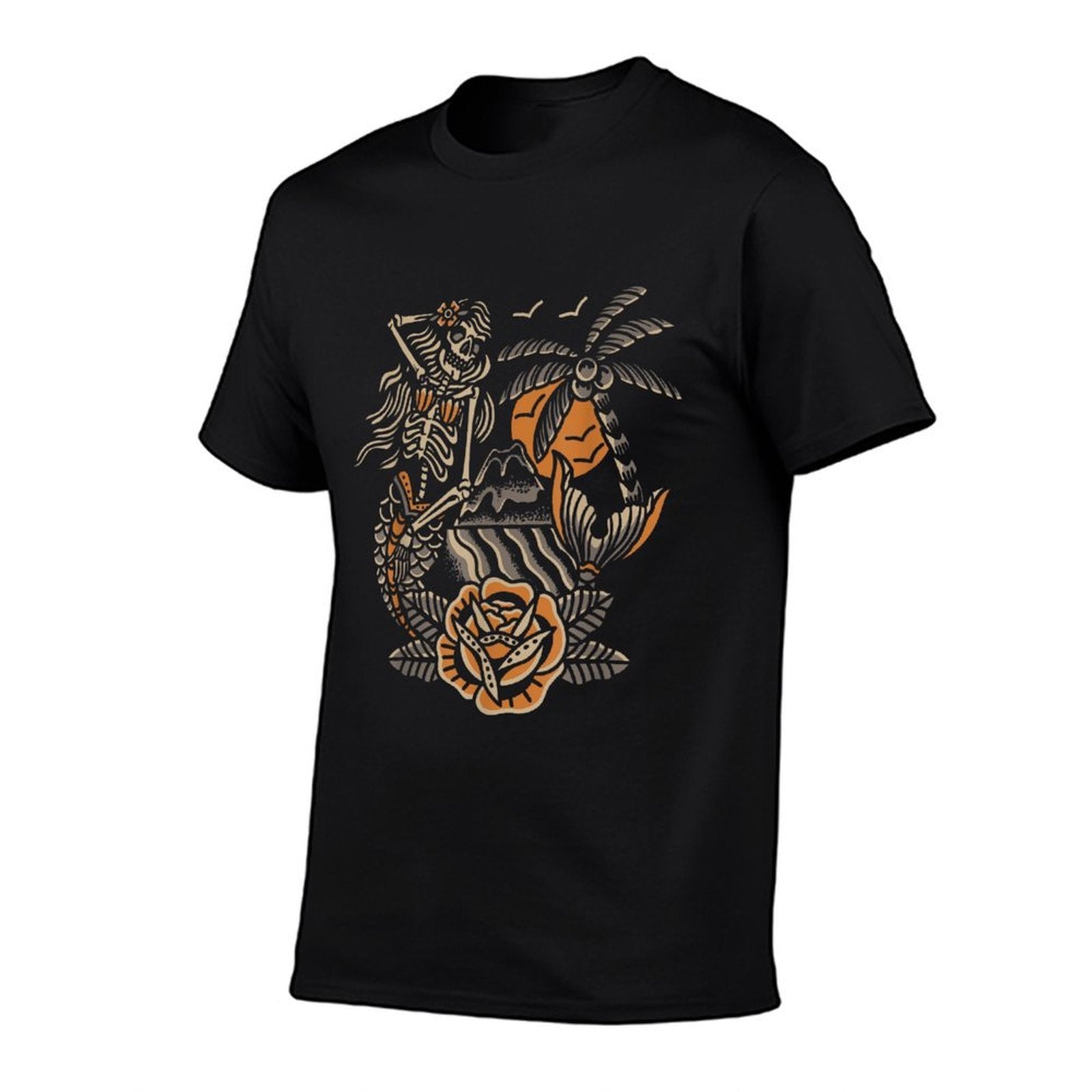 Mermaid Skeleton Traditional Tattoo Old School Tattoo Flash  Polyester Blend T-Shirt