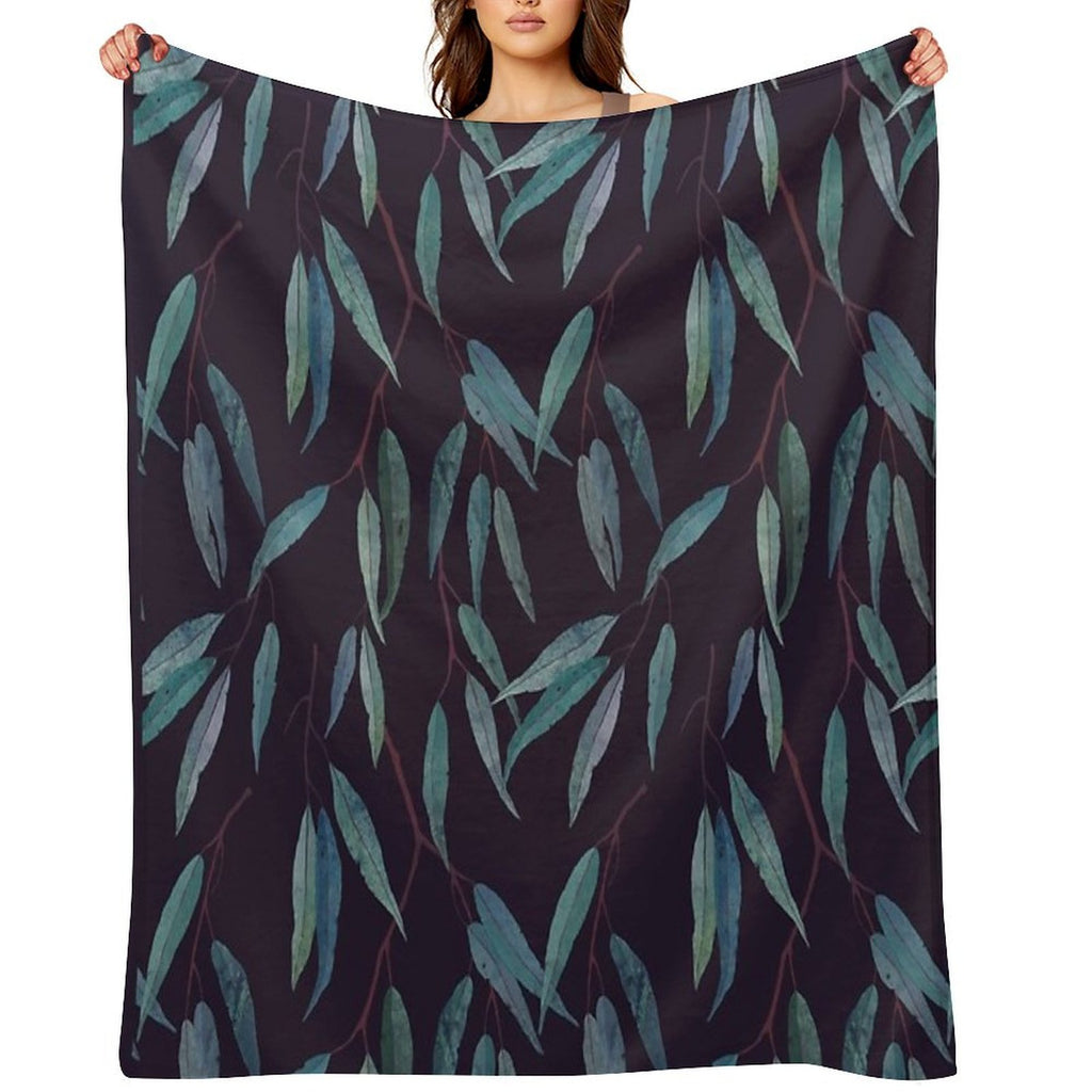 Eucalyptus Leaves Shrink-resistant Throw Blanket