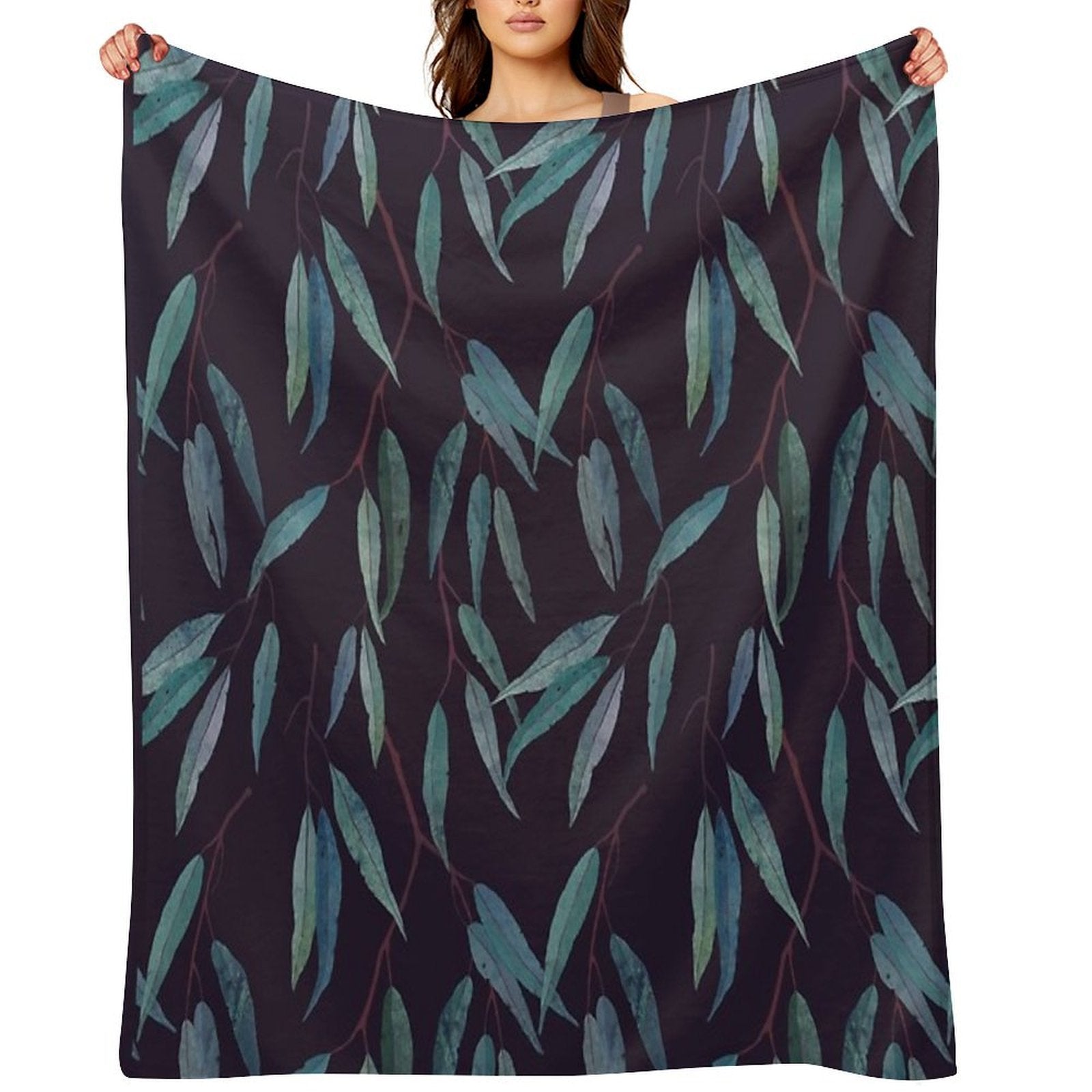 Eucalyptus Leaves Shrink-resistant Throw Blanket
