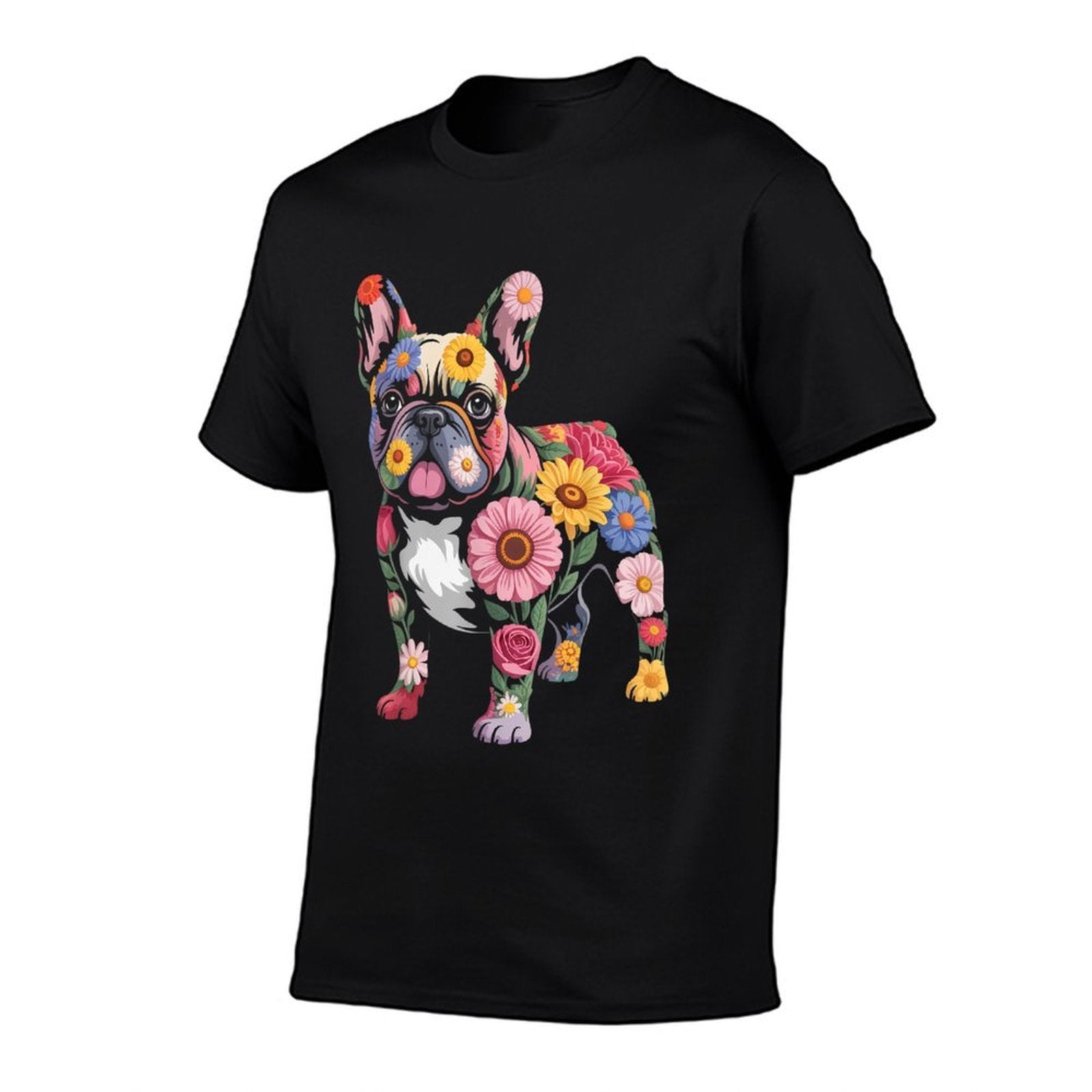 French Bulldog Flower Funny Dog  Breathable T-Shirt