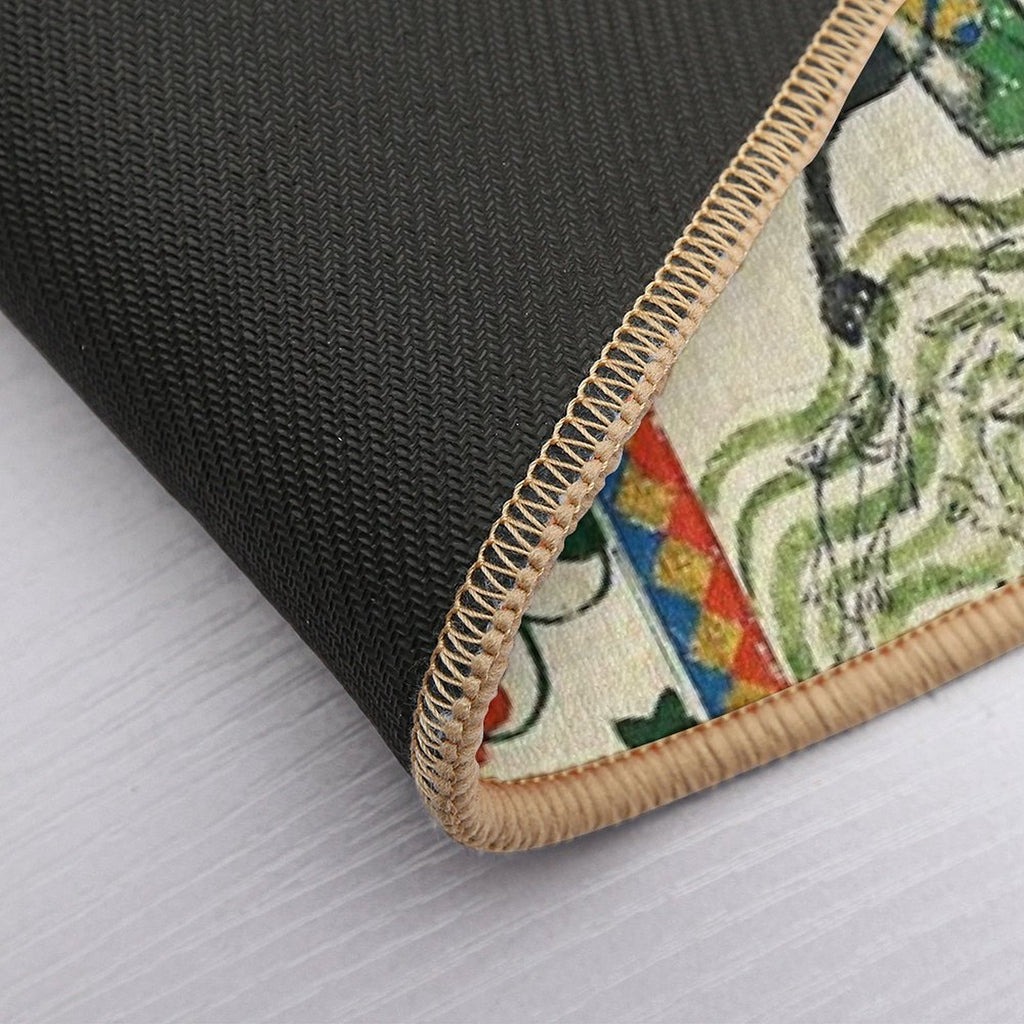 MEDIEVAL KNIGHT HORSEBACK AND RED WILD ROSES  High-Traffic Bath Mat