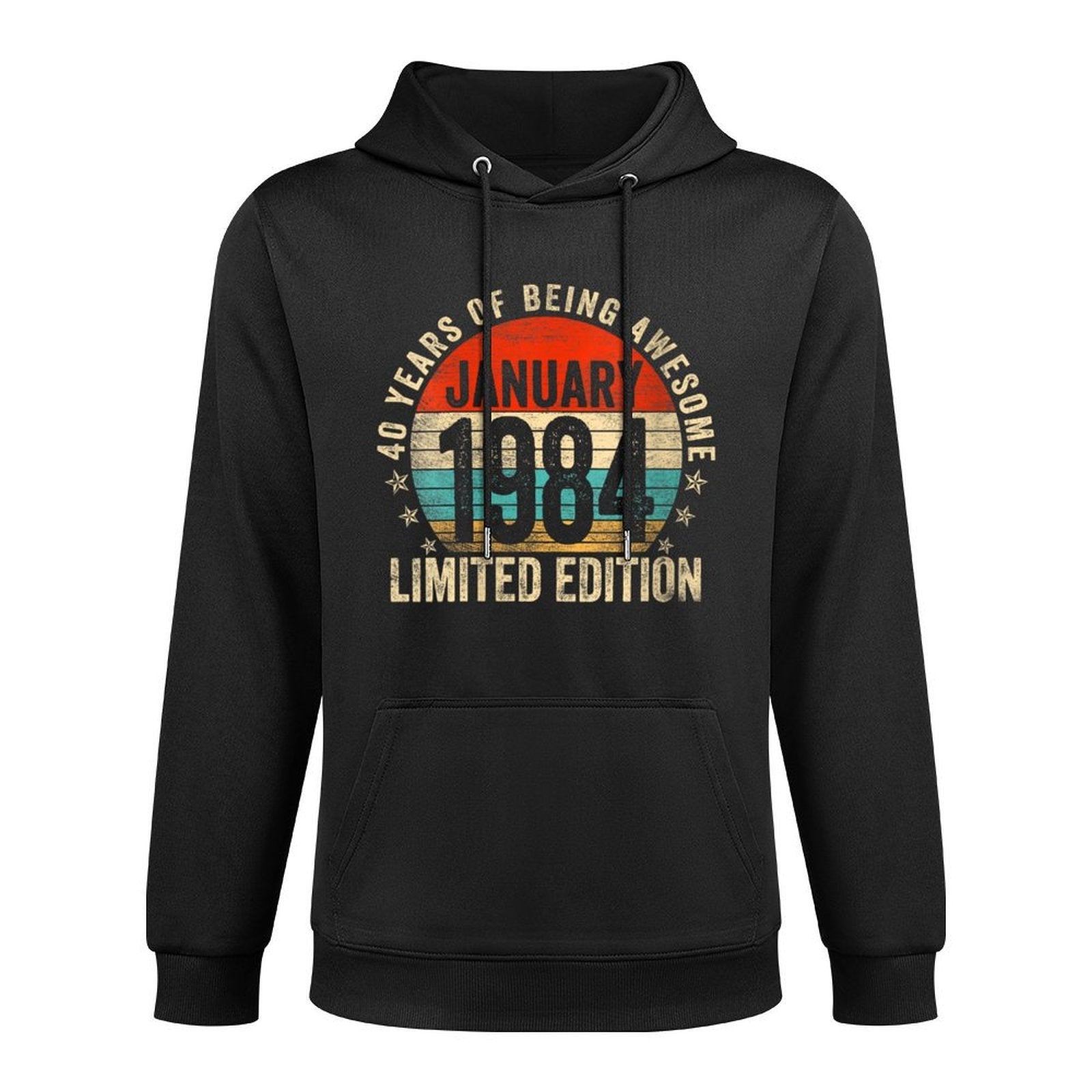 Womens 40 Years Old Gifts Vintage January 1984 40th Birthday Retro Kangaroo Pocket Hoodie