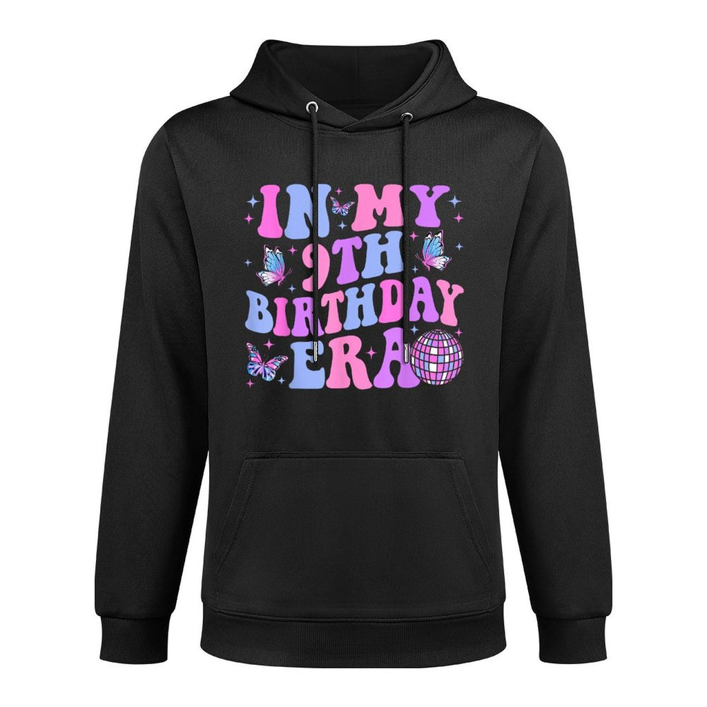Groovy In My 9th Birthday Era Nine 9 Years Old Birthday Colorfast Hoodie